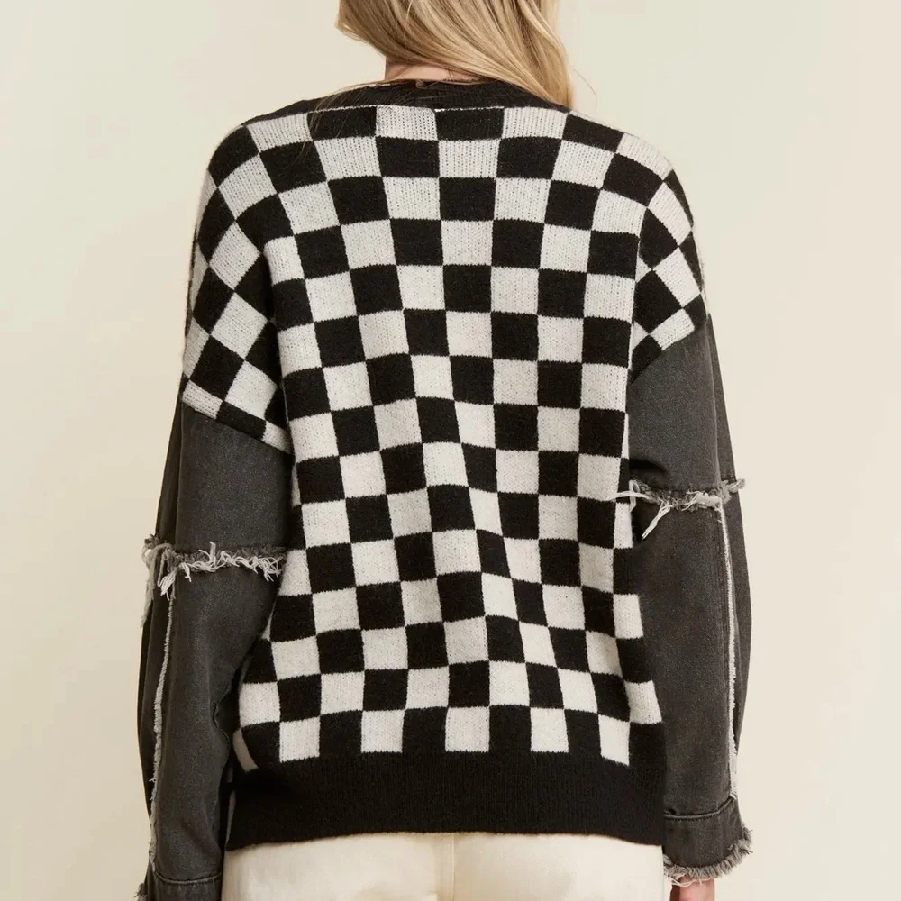 Check & Denim Sweater - Picture 5 of 6